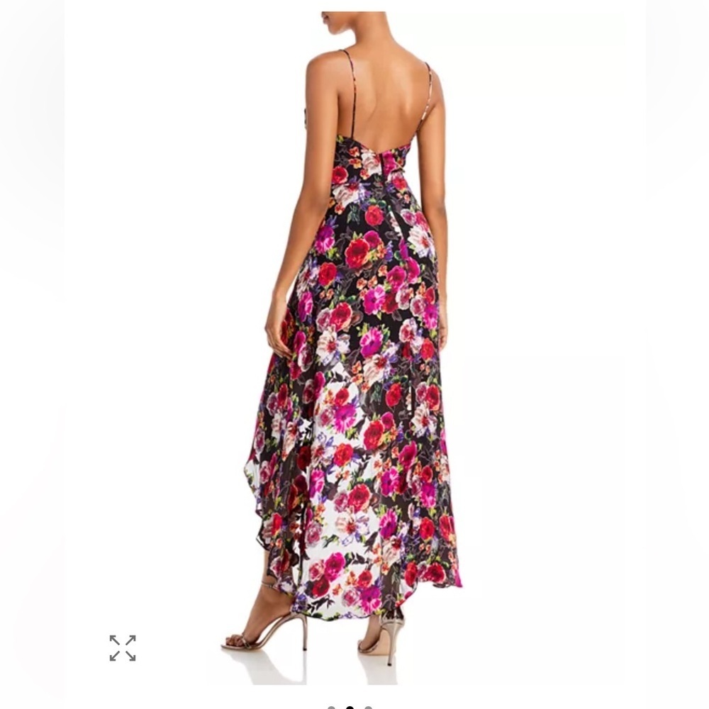 Alice + Olivia Christina Hi/Low Floral Silk Burnout Dress Size 12 - Picture 8 of 15